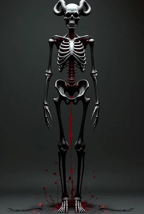 Make a demon girl skeleton that is black and red in color and must be full cast gym and stand straight.