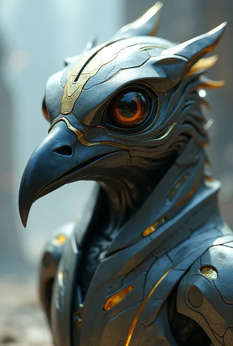 Science fiction bird closeup view