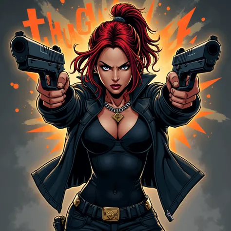 ganster black widow guns, thuf life banner ,vector,clipart,cartoon