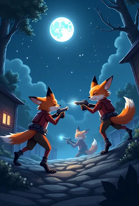 FPS game　Fox　 characters　Night Sky