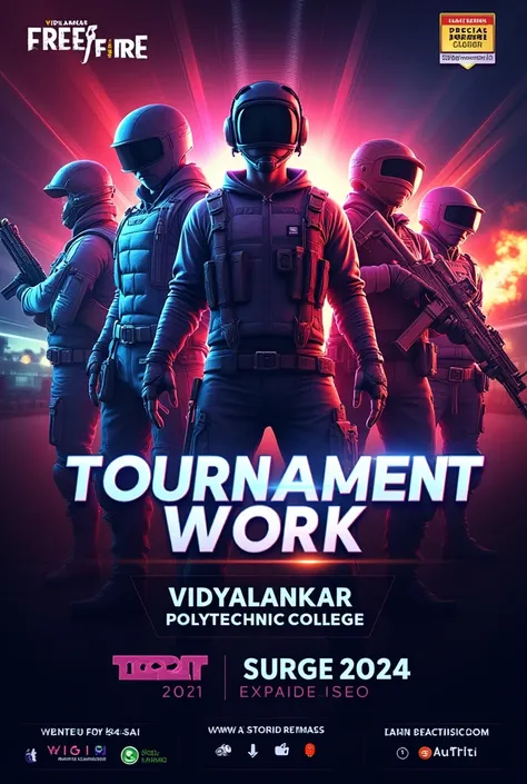 Here’s a detailed prompt you can use to create a visually appealing template for Vidyalankar Polytechnic College’s gaming tournament:


---

Prompt for Template Design:
"Design a vibrant and high-energy poster template for Vidyalankar Polytechnic Colleges ...