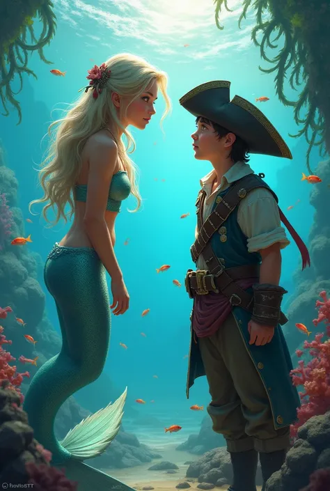 A mermaid and a young pirate
