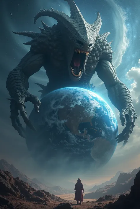 Big giant monster in space eating the planet earth