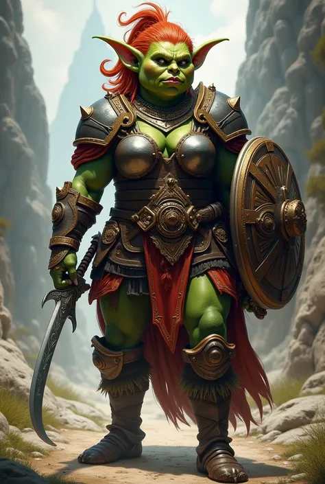 Big booty female goblin wearing mail women uniform 