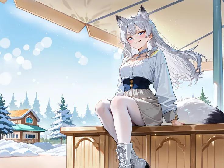 masterpiece, best quality, amazing quality, very aesthetic, high resolution, ultra-detailed, absurdres, newest, scenery
1woman, 18 years old, (beautiful bright silver-blue eyes), silver long hair, (silver white big fox_ears), (silver white fox tail), mediu...