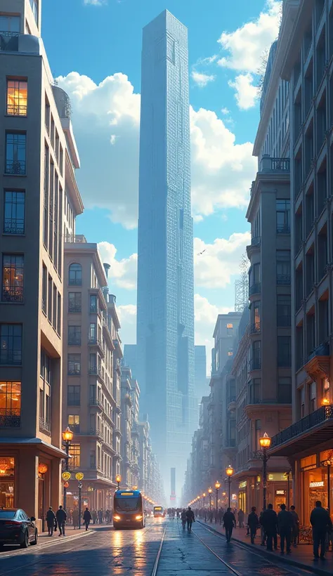  Bustling Streets ， represent wisdom and culture ， golden light 。
 mostly blue and white ， High-tech ， A decorative element with hexagons 。
 Towering Tower ， Shining Lights ， A sense of order that controls everything 。
 A symbol of power and light ， Crafts...