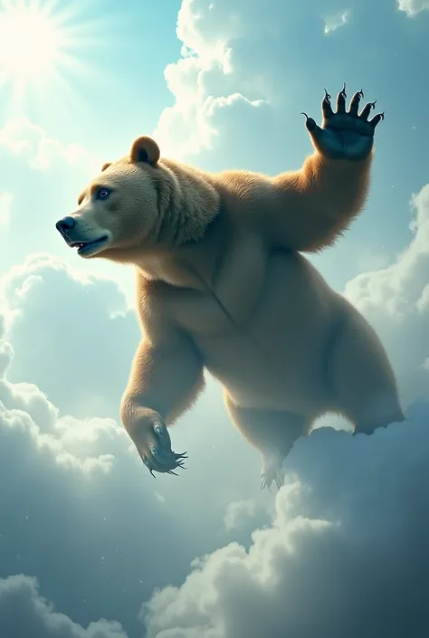 Bear flying in air 