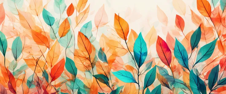 Transparent leaves-layered stacked wharine decorative design background wallpaper,(best quality,4k,8k,high resolution,masterpiece:1.2)Clear texture contrast，layer stacking.double exposure effect，Lively and vibrant colors，creative composition，high contrast，...