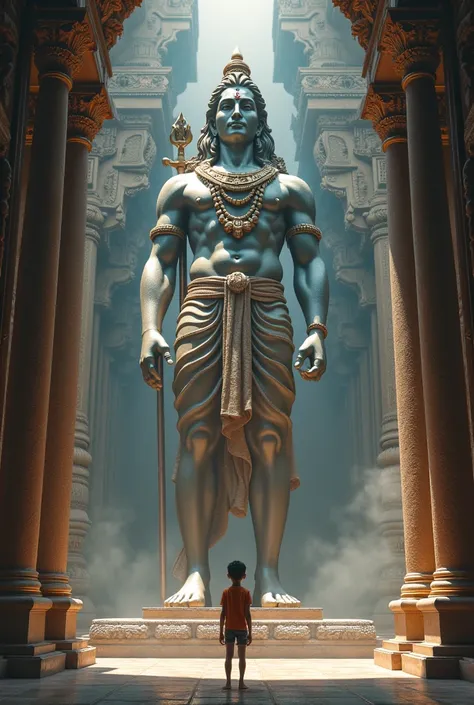 A boy in Front of load shiva 