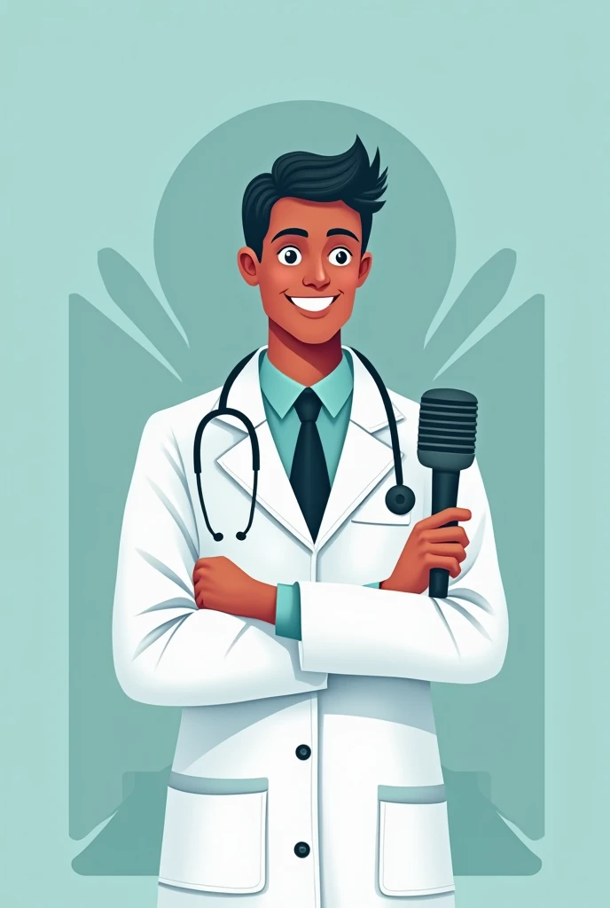 Logo of a doctor with a microphone 
