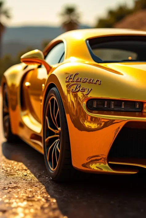 A Bugatti car with the name Hassan Bey in the gold color is good. I want to see Siny 4K 
