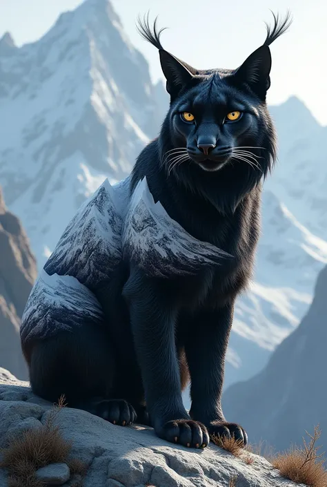 Black lynx with white Himalayas on his body