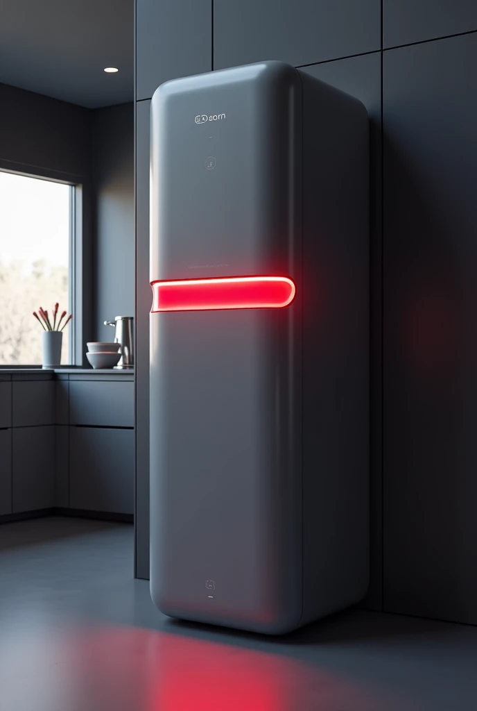 Grey fridge that lights up red when food is done