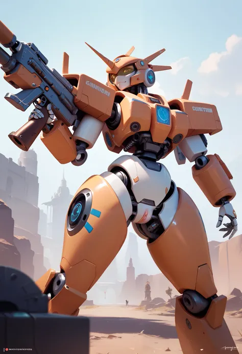  High Quality ,masterpiece, detailed depiction , battle mech ,A robot with ,First, bipedal chariot , bottoms style,Possess a machine gun , and hold up your gun, one robot like heavy equipment ,cool robot,pussy, genitals that looks like heavy equipment,