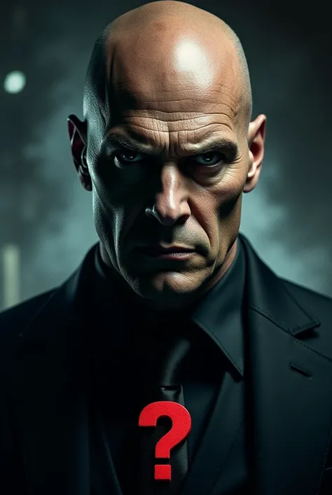 A poster with Lex LUTHOR as the protagonist and a question mark in the composition should focus on the villains face
