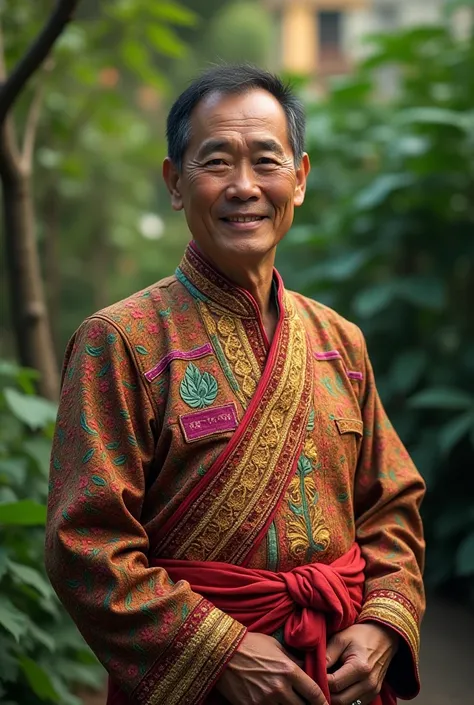 A man with myanmar traditional suit