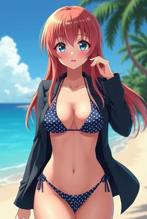 A little anime girl with big tits and arch and a super sexy bikini, Men&#39;s suit