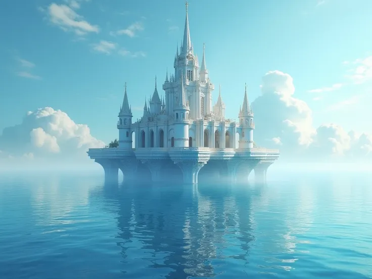 a floating castle in the sea