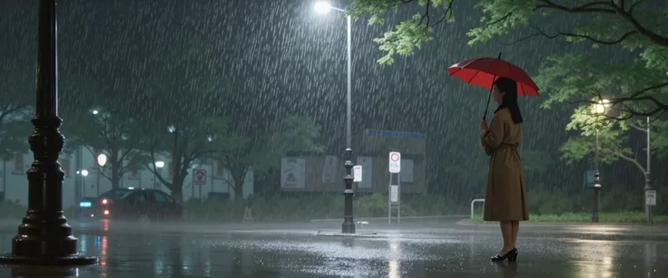 rain오는 날 밤. fog. rain. rain 오는 풍경. 밤 fog가 낀 밤 풍경. Back view of a beautiful woman with short to medium length hair walking while wearing an umbrella. rain 오는 풍경이 사실적이고 현실적이다. All subjects are realistic .
