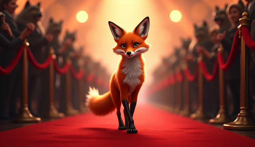  A glamorous fox walks down the red carpet,  surrounded by flashes and applause . His gaze is haughty , Your charm , undeniable. among the crowd,  obsessed wolves watch ,  trying to get your attention , but she stands firm , unreachable ,  shining like the...