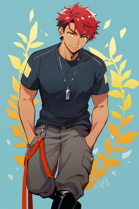 Shinji is a young man with a muscular build, tanned skin, and light-yellow eyes. He has long red hair with a wavy fringe thats able to reach quite far down his face. Due to an incident in the past, which resulted in him gaining a large burn scar across his...