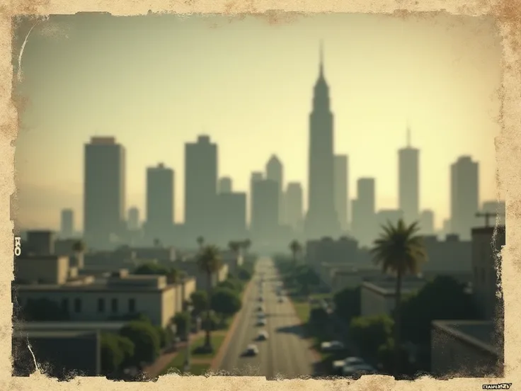 Environmental Details: Place a faded photograph or newspaper clipping with a blurry image of the Vice City skyline in a prominent location.
read dead redemption 2 