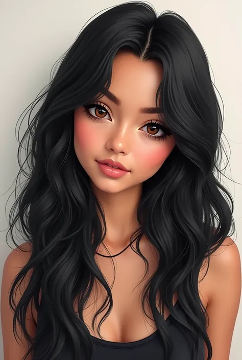 Black Haired,  long hair  ,create an ugly girl with a wavy ,  have a sweet face ,  pupil large  ,  Eyelashes are long  ,  hazelnut nose  , lips small but plump , natural face  ,  skin tone slightly light color of brown ,  with a slightly sharp look ,  face...