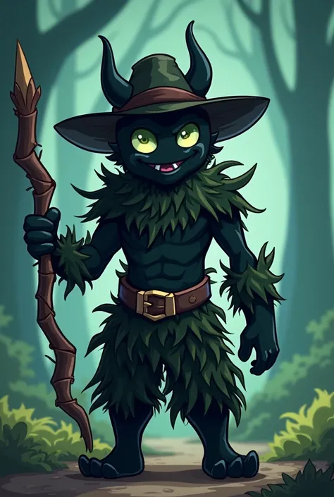 A new Brawler for Brawl Stars who belongs to the enchanted forest trio and holds a few thorns tendrils in his hand . He should be completely black and Should be almost completely overgrown by thorns and vines So that you can only see a little black .He sho...