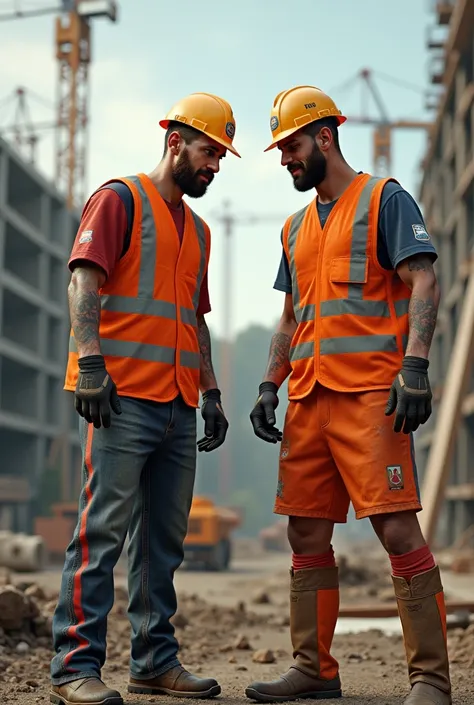 Real Messi with Ronaldo working on construction 