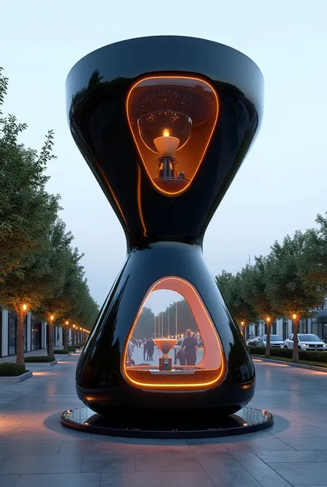 An awe-inspiring drive-thru coffee kiosk designed as a towering 5-meter Chemex, seamlessly blending iconic artistry with everyday functionality.

The kiosk’s bold black exterior commands attention, wrapped in a smooth, cinematic finish that contrasts elega...