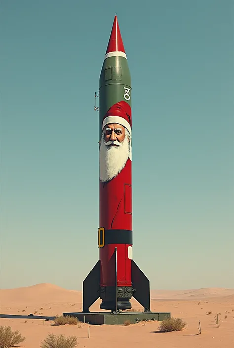 The image of Santa Claus is painted on a Yemeni missile placed at its base to be launched towards Israel 