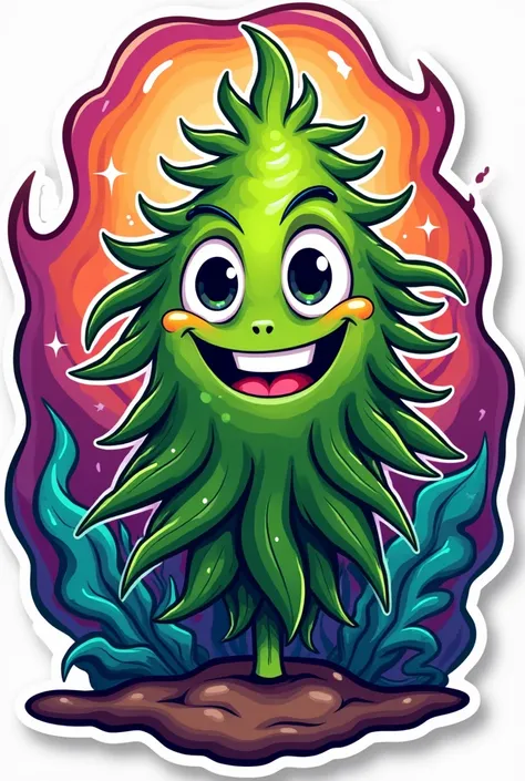 Weed sticker cartoon style 