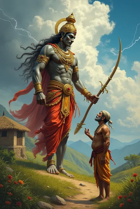 Indian god indra and farmer