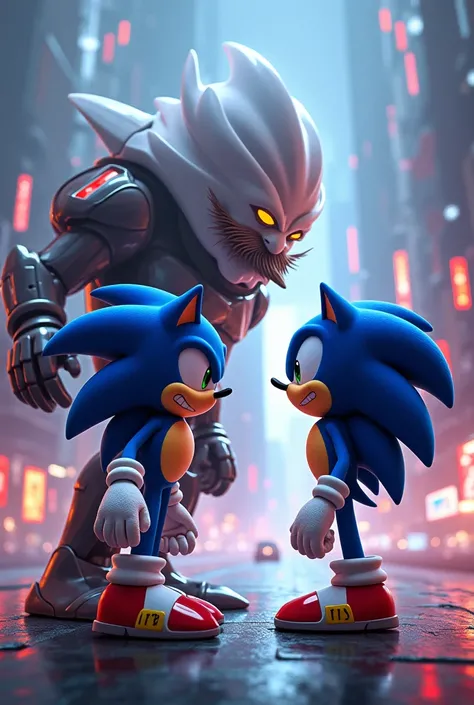 Sonic e robotink em 8k ultra realista 