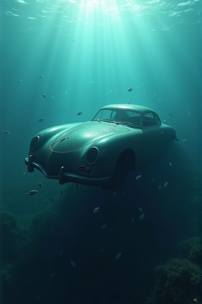 A car that is drowning in ocean 