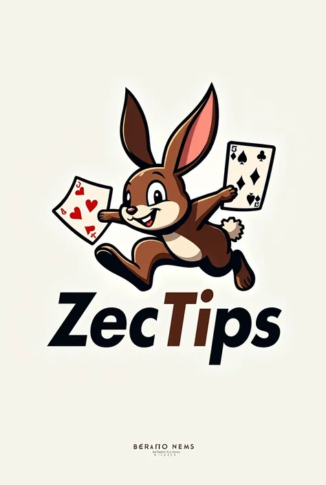  and luck. The rabbit should have a dynamic, energetic pose, exuding a sense of speed and strategy. The playing cards should be clearly visible, with subtle details that evoke a betting theme. Incorporate the text ‘ZecTips’ in a bold, contemporary font, en...