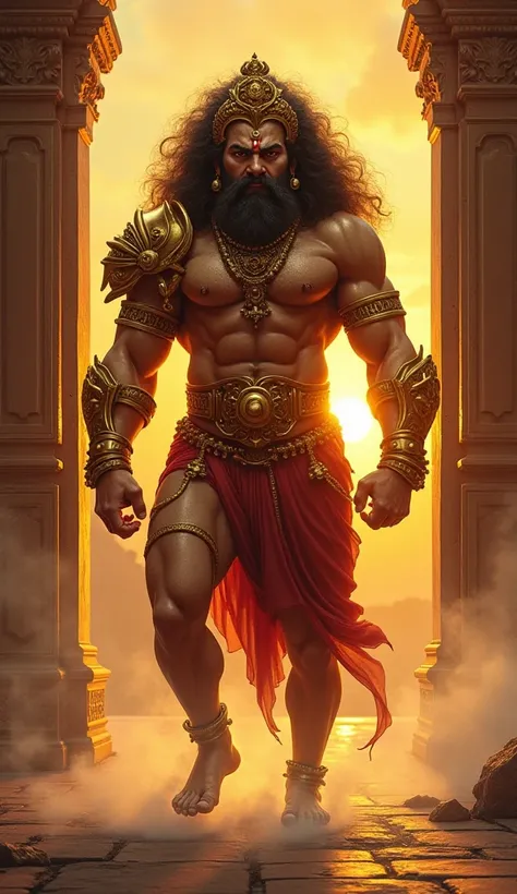 Character name: Lord Narasimha and Hiranyakashyapa
Age & Gender: Narasimha (divine form, male), Hiranyakashyapa (40 years, male)
Hairstyle: Narasimha (thick lion-like hair), Hiranyakashyapa (curly hair)
Face description: Narasimha (lion face full of rage),...