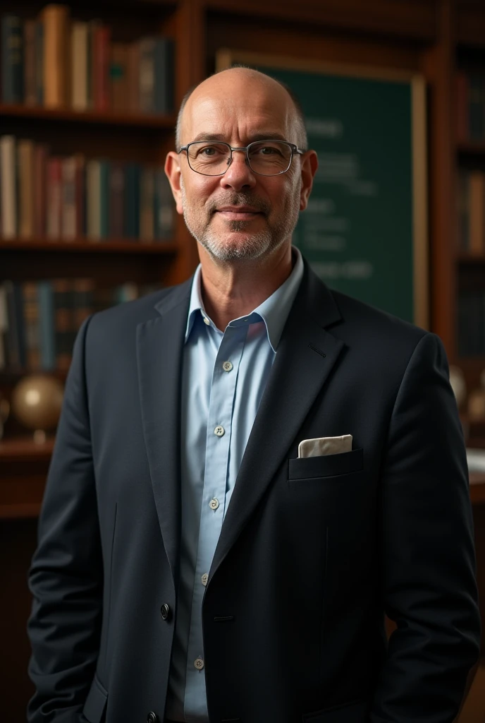 University. professor without hair, without moustache and without beard