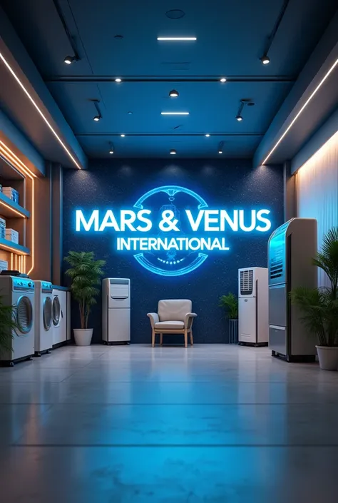 create a  image for the busine that sells ACs, and electorinc accessories AC the business is named Mars & Venus International 