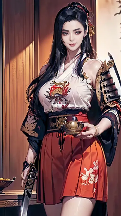 (best quality:2.0), (extremely detailed:2.0), (highly detailed:2.0),(Shirafuji, a beastfolk samurai woman, wearing traditional Eastern-style combat kimono adorned with dragon patterns and floral embroidery, with an elegant katana on her waist, exuding a no...