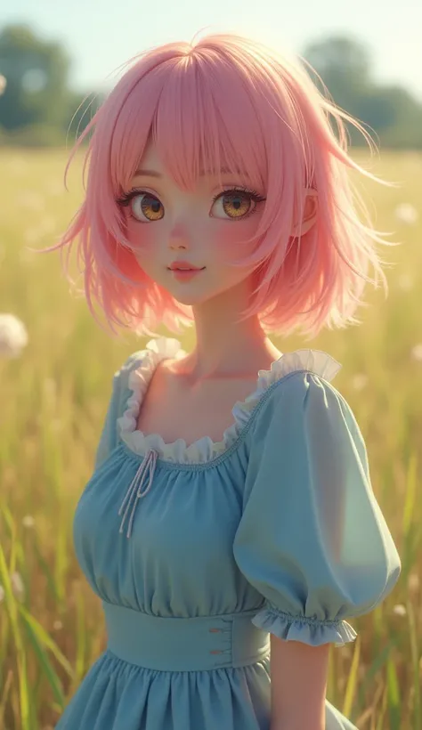 ((Photorealism)), ((Best quality)), ((cinematic)), ((high resolution)),(Detailed), beautiful woman, faint cheek blush, eyelashes, princess chelsea, white skin, realistic, beautiful, masterpiece, pretty, pink hair, messy, straight medium haircut hair, bangs...