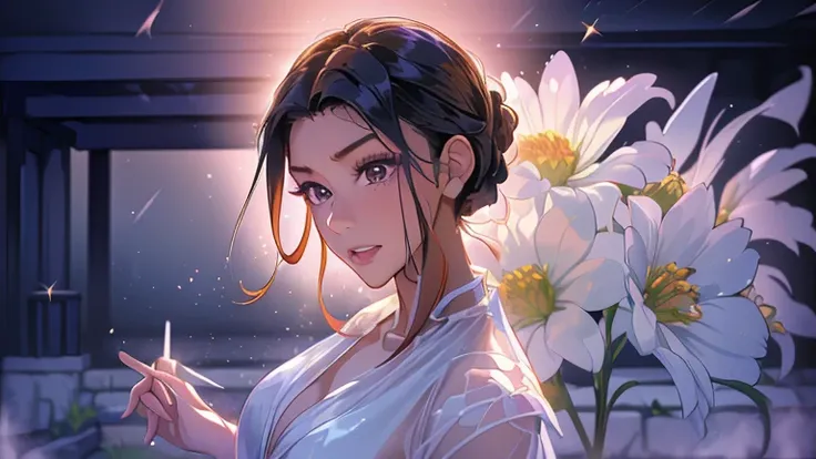 (masterpiece,  of the best quality,  Beautiful quality ,  Ultra Realistic ,  and look at the audience, 细节ed lighting, extremely 细节ed skin, extremely 细节ed hair, extremely 细节ed teeth, shadows, 8K:1.2), (a picture of a woman, 1 Girl:1.2), 