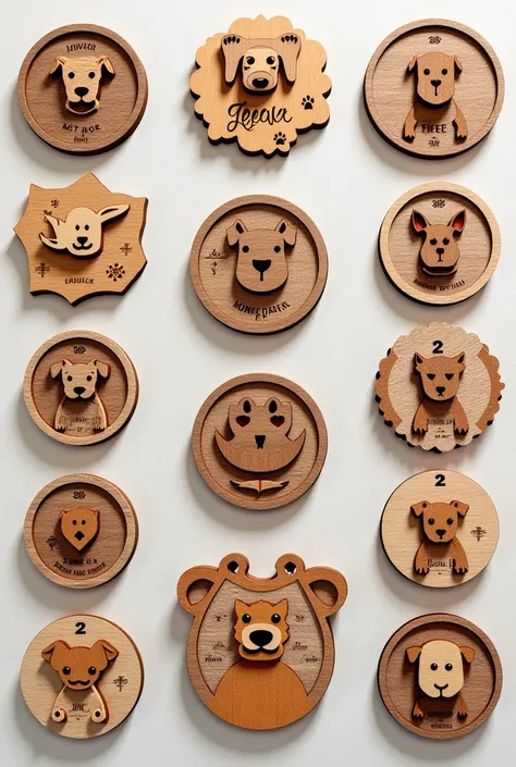 generate different designs for a wooden pet tag