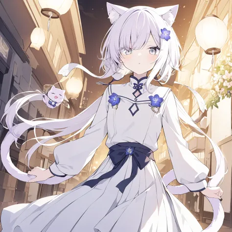 Nekomata
high resolution
expressive
solos
1 person
Beautiful young man
cute
she looks like a girl
neutral appearance
white hair
pure white hair
cat ear
Long-necked jellyfish cut
white outfit
Long clothes
White lantern hakama
Taisho romance
Higan flower acc...