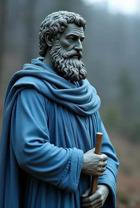 " Marcus Aurelius says :  External events cannot pollute your soul. Ruhuna neyin dokunacağına sen karar verirsin. 🛡️ Bugün zihnini koru,  trust your will . Good morning! 🌞 #StoikWill " stone man in blue clothing 