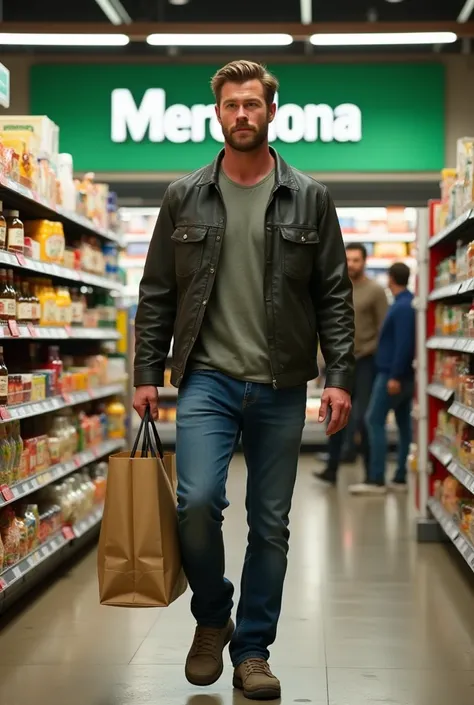 Chris Hemsworth Shopping at Mercadona supermarket 