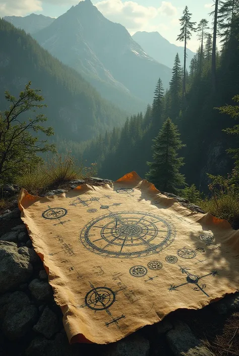 Image of an old map and strange symbols on Appalachian Mountain