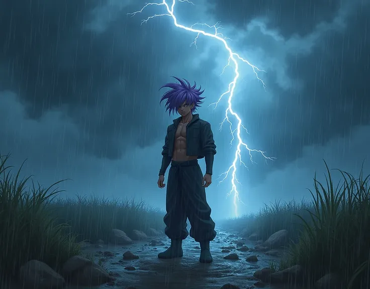 Trunks de dragon ball na chuva