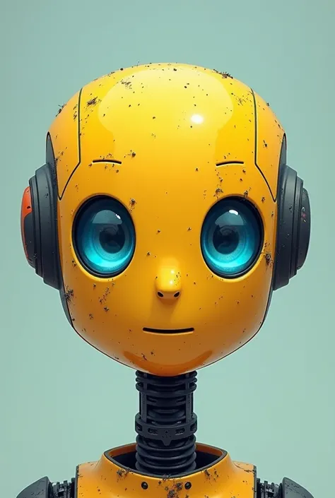 a cartoon robot with a yellow head and blue eyes, concept art by Android Jones, reddit, neo-dada, happy robot, super cute robot face, robot face, correct robot face, robot head, discord profile picture, friendly robot, robot portrait, robotic head, petscop...