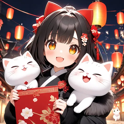 一隻可愛的貓咪Holding a red envelope

1.  3D rendered style    ：    achieves subtle and three-dimensional visuals，    makes the cat look more energetic    。
2.   Styling Cute    ：    The round shiny eyes    ，    express the true spirit    ，    brings a touch of l...